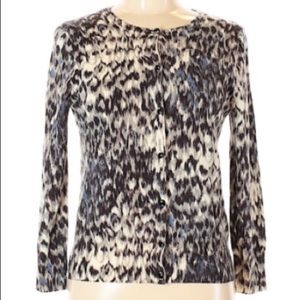 J. CREW MERINO WOOL ANIMAL PRINT BUTTON CARDIGAN S